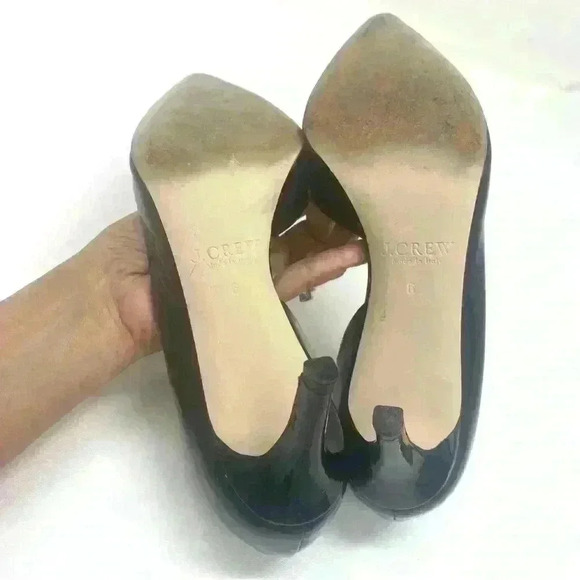 J. CREW  Valentina Patent Leather Black Heels Sz 6 EUC Italy - Picture 7 of 9